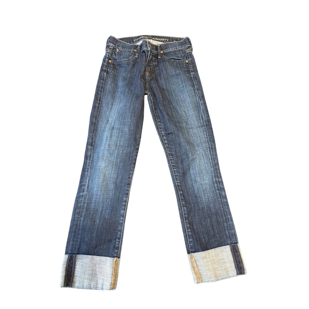 Citizens of Humanity Dani Cropped Straight Leg‎ Jeans Cuffed Denim Blue Size 24